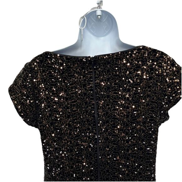 Eliza J Sequin Sheath Dress Womens Size 8 Brown Bronze Cap Sleeve Cocktail - Picture 6 of 12